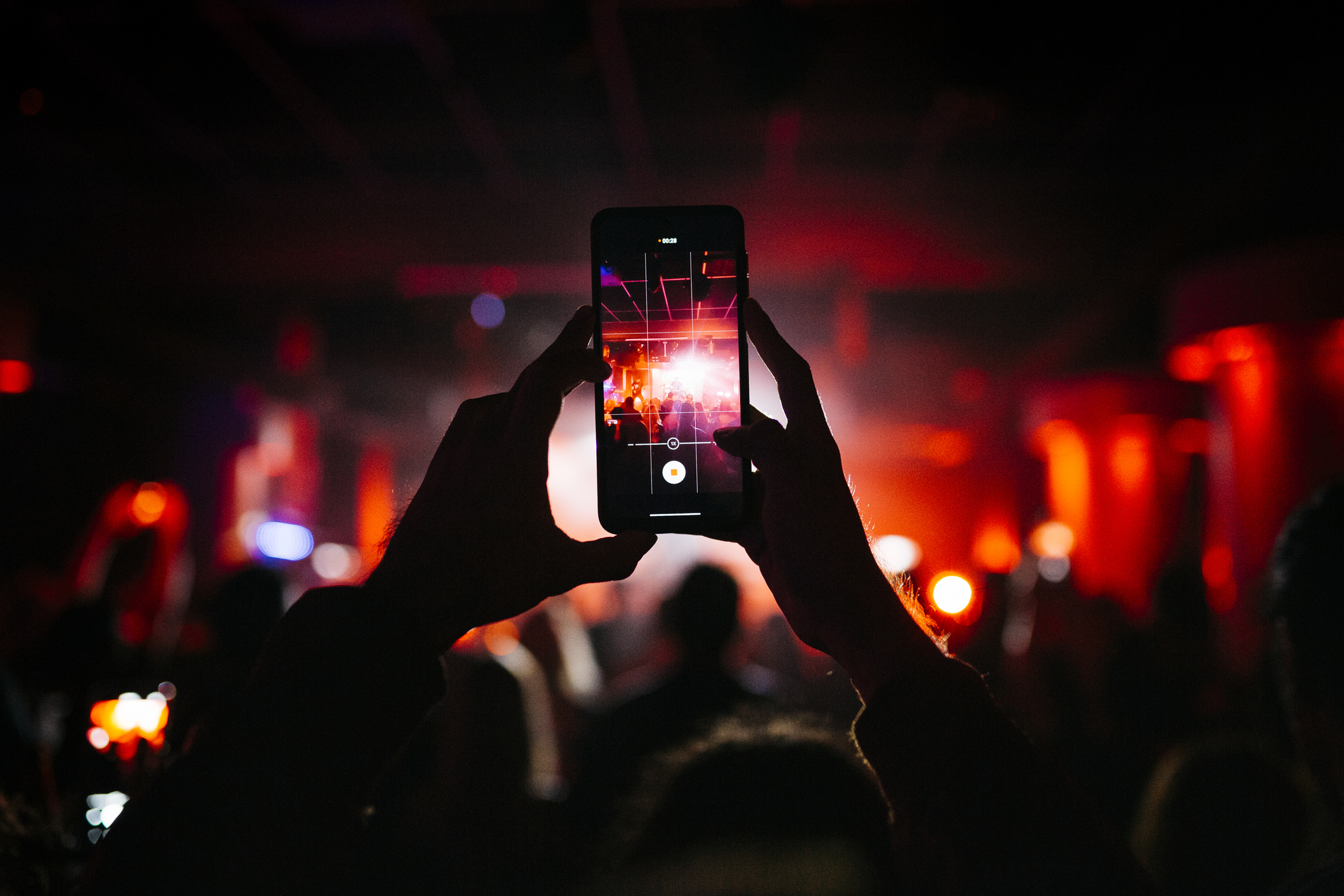 People with their phones out at a concert
