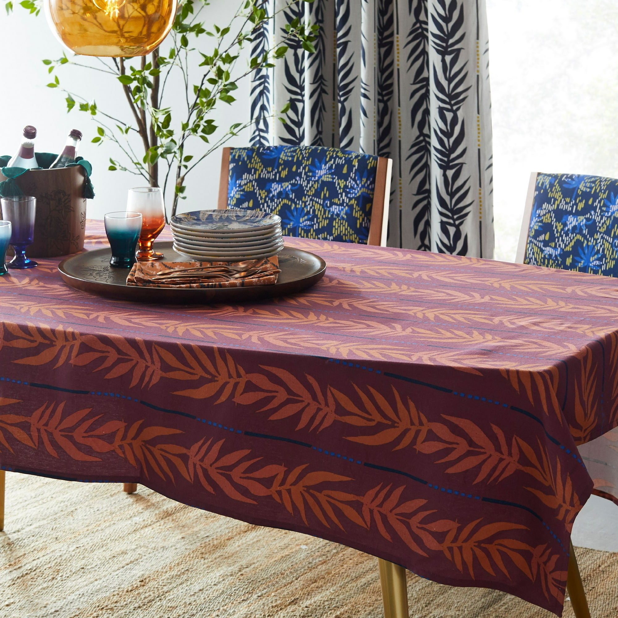 the venetian wine palm print tablecloth