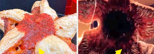 Pizza shaped like a star, and a demogorgon's head from stranger things