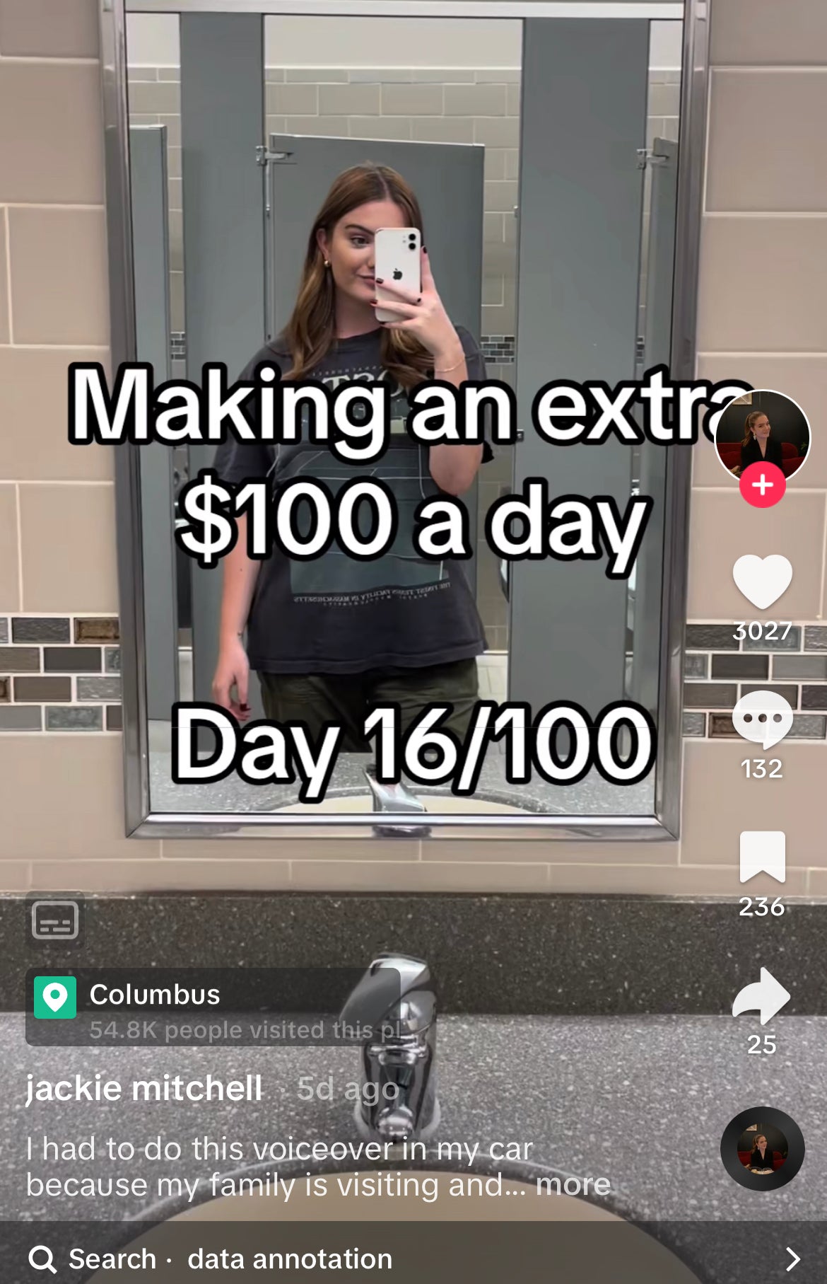 Jackie taking a selfie on day 16 of the challenge