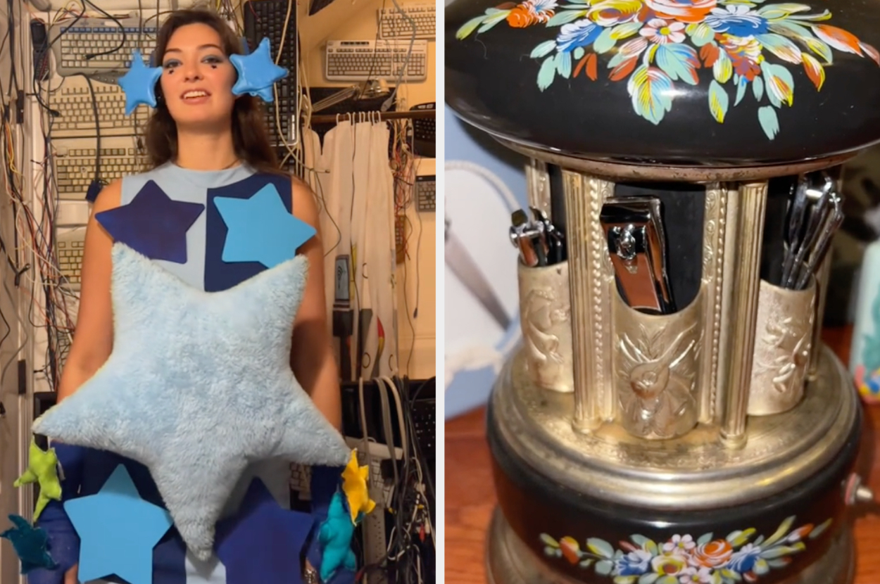Myra is in a blue star-inspired outfit. The next image shows a closer look at her nail clipper carousel
