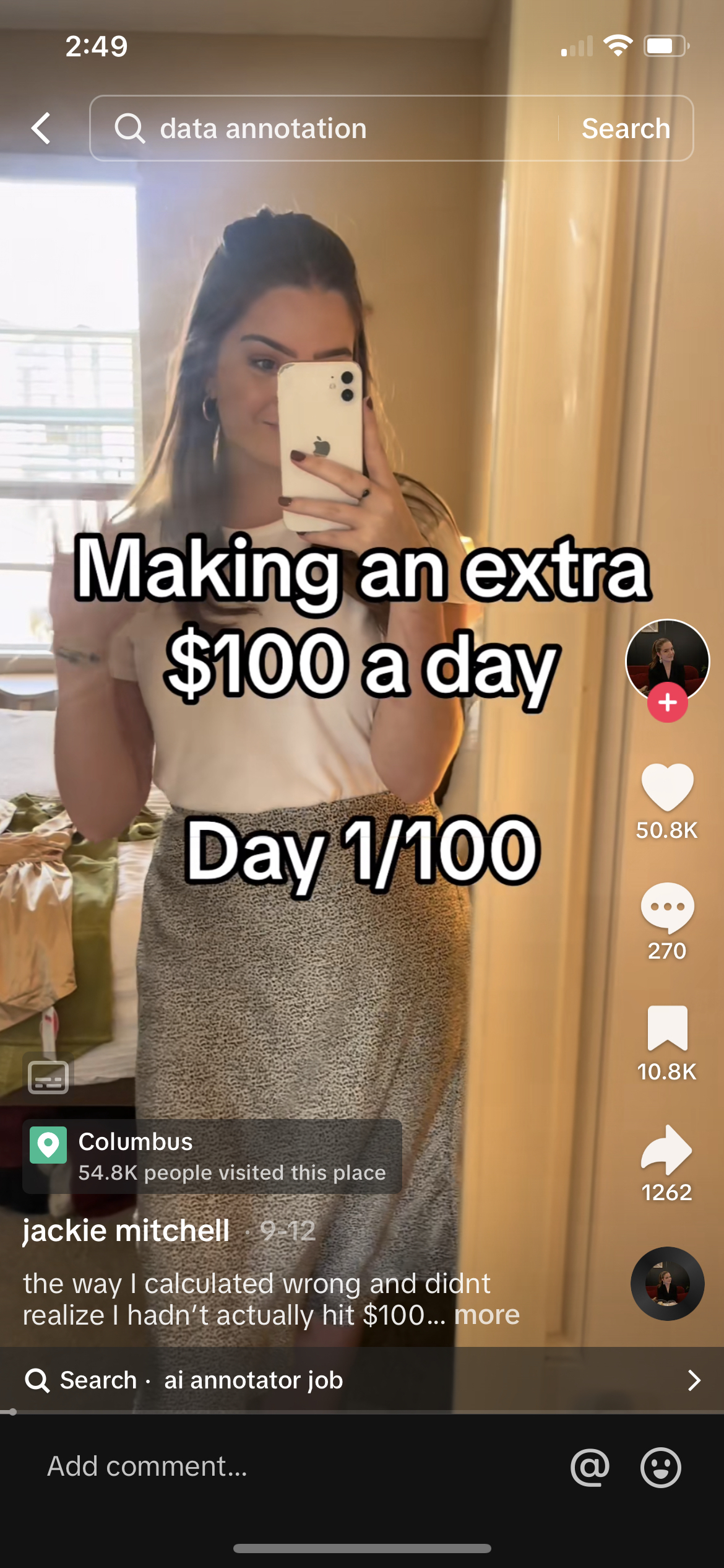 Jackie taking a mirror selfie