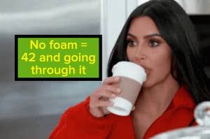 Kim Kardashian drinking coffee.
