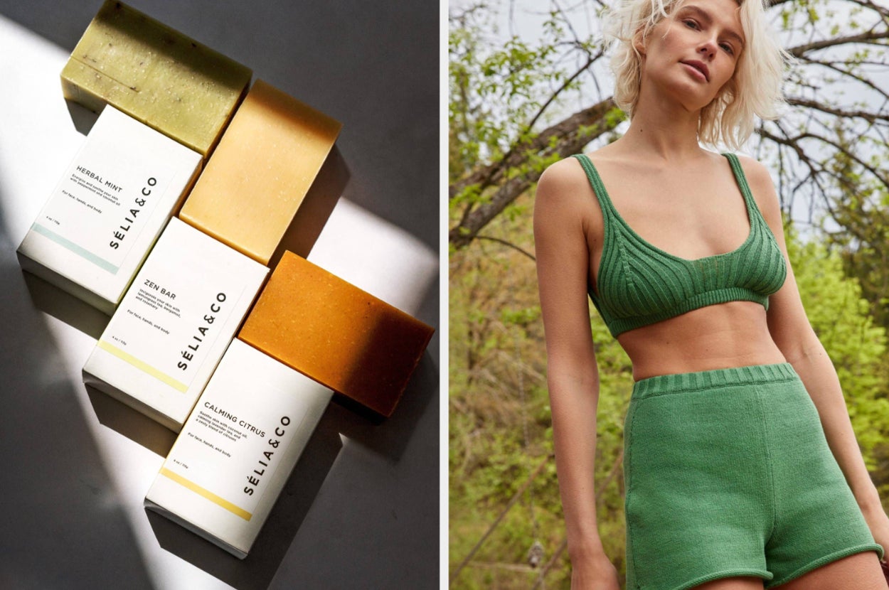 botanical soaps and a bralette