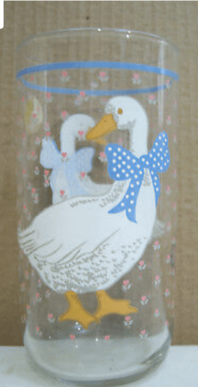 drinking glass with a goose
