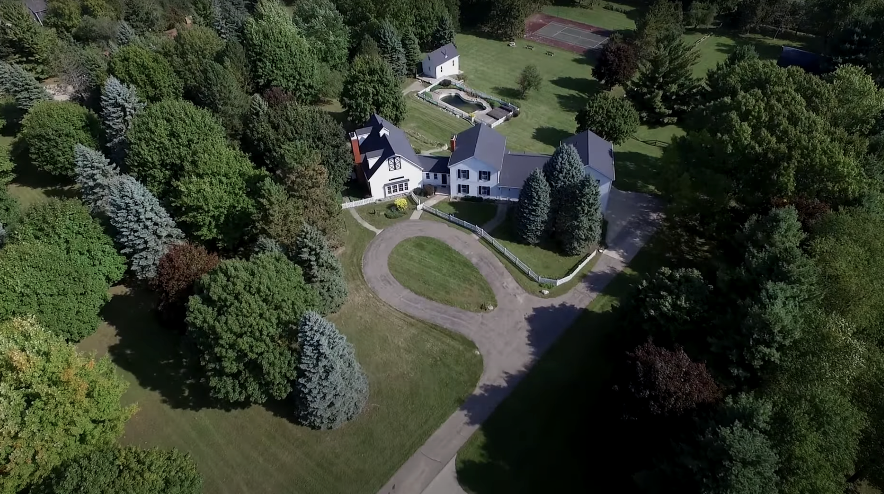 Aerial view of a luxurious house