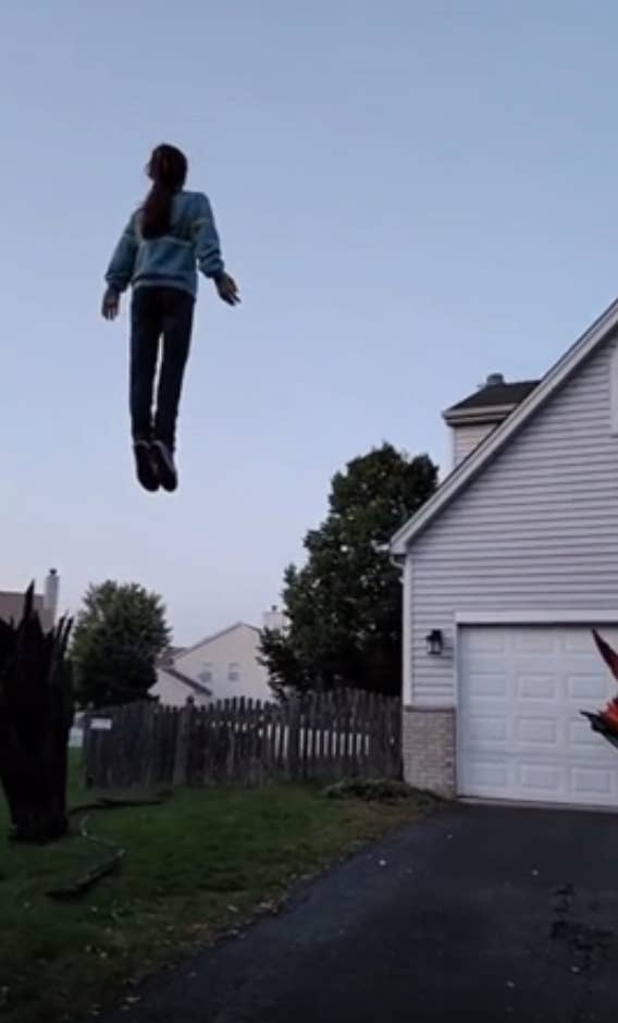 A replica of Max floating in mid-air