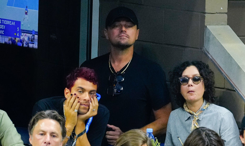 Closeup of Leonardo DiCaprio watching tennis