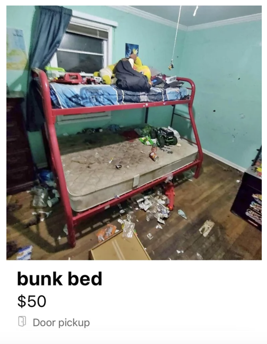 bunk bed for $50 but there&#x27;s a mess everyone and they are badly stained