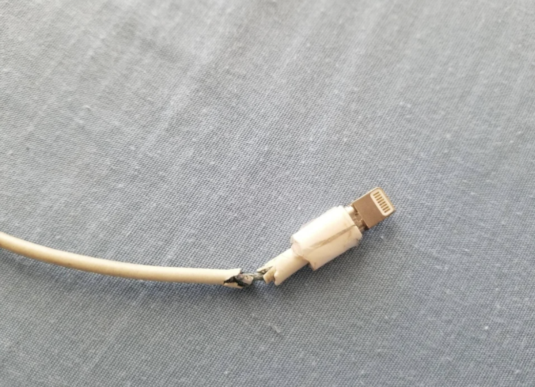 broken phone charging cable