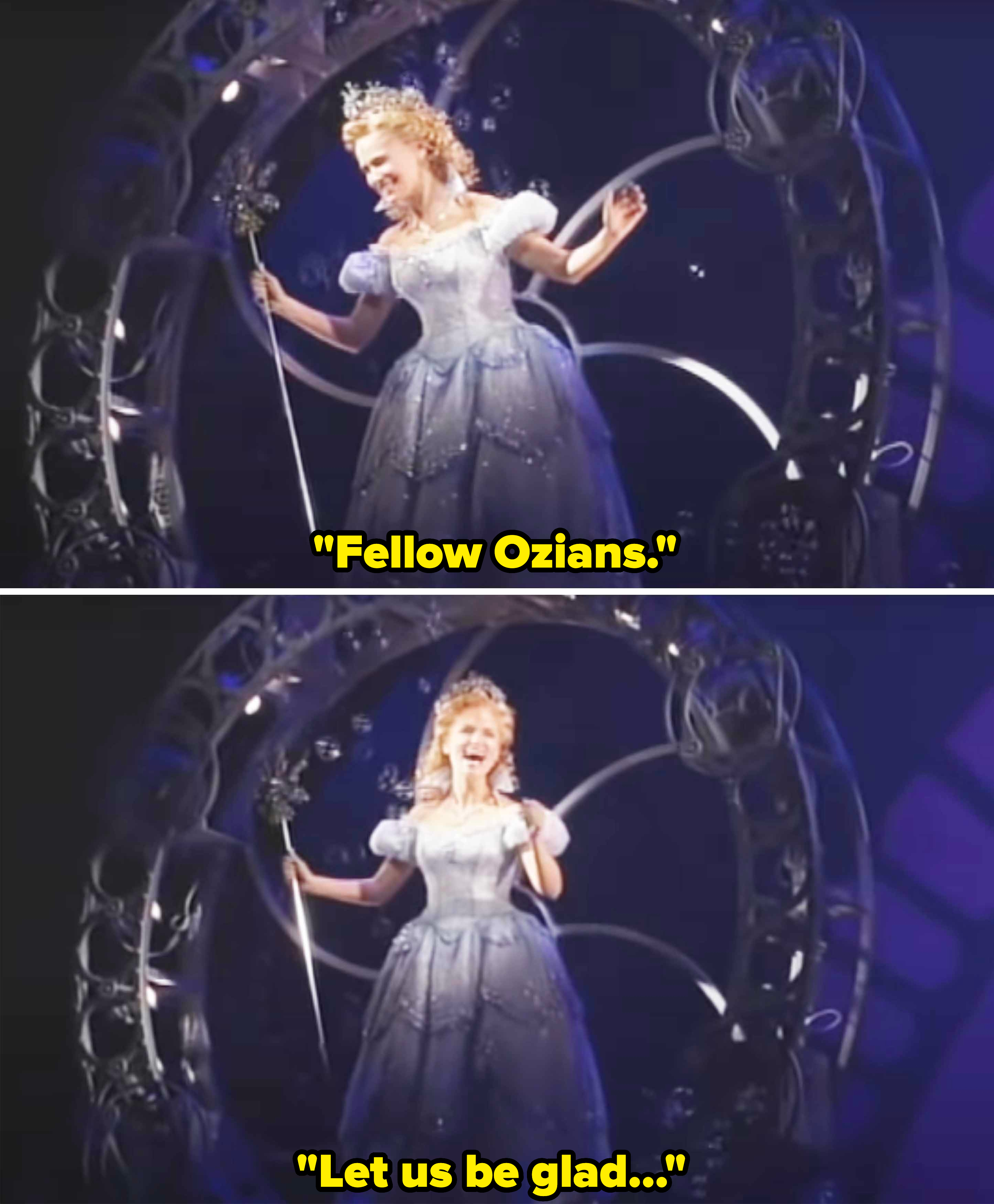 Glinda in the stage show referring to &quot;fellow Ozians&quot;