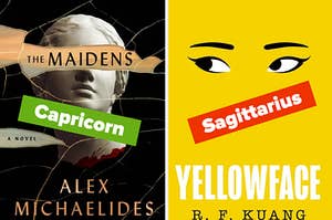 "The Maidens" and "Yellowface" book covers.