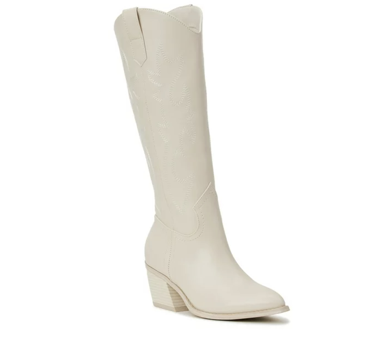 A tall white western boot