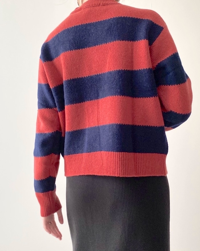 UNIQLO（ユニクロ）のおすすめトップス「プレミアムラムボーダーモックネックセーター（長袖）」