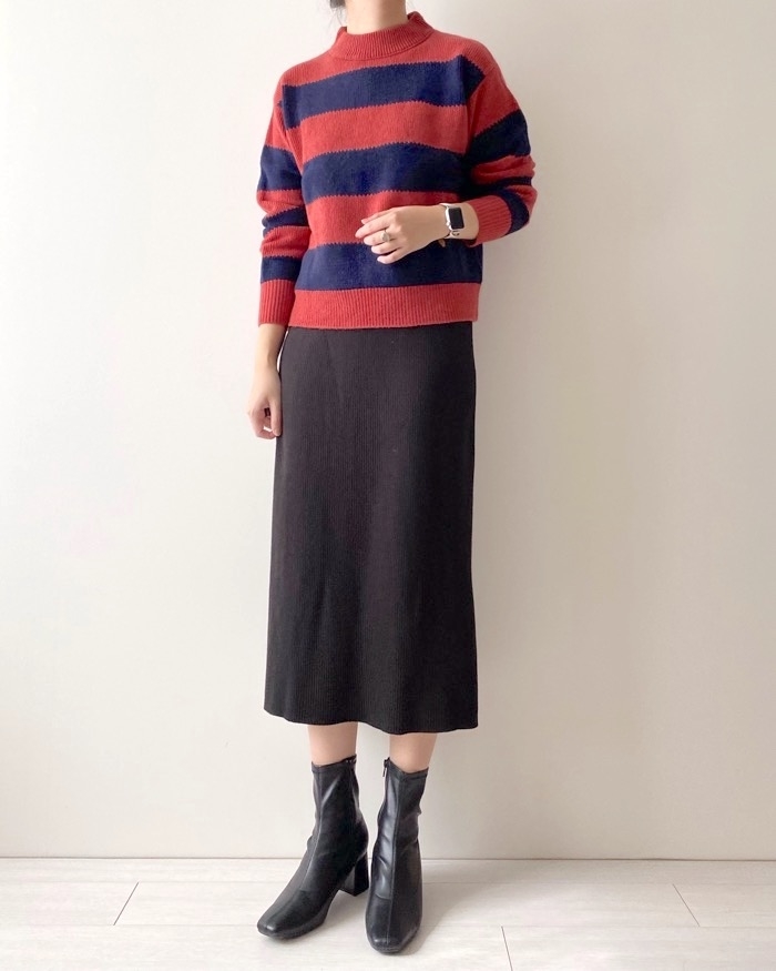 UNIQLO（ユニクロ）のおすすめトップス「プレミアムラムボーダーモックネックセーター（長袖）」