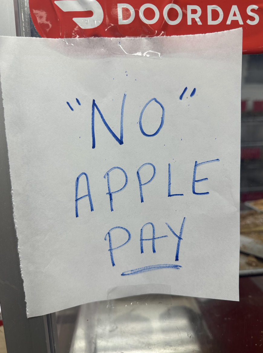 no apple pay note but no is in quotation marks