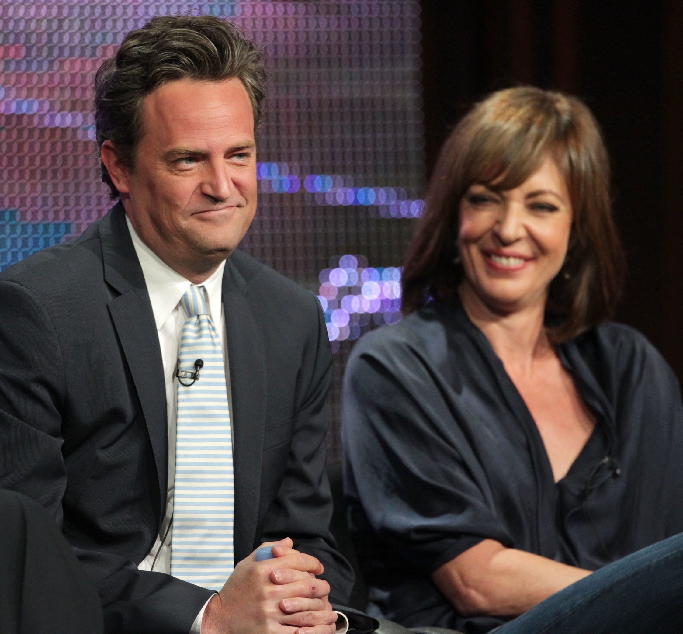 Closeup of Matthew Perry and Allison Janney