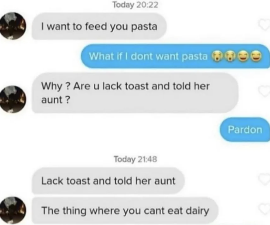 are you lack toast and told her aunt