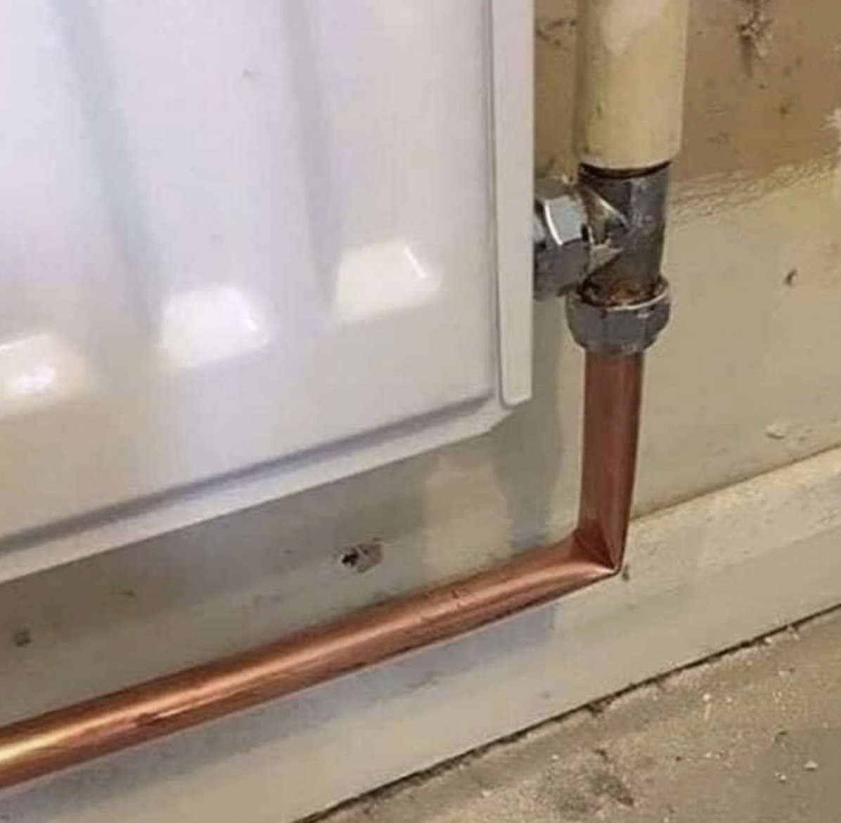 pipe is bent to the left and blocking any flow instead of attaching another pipe