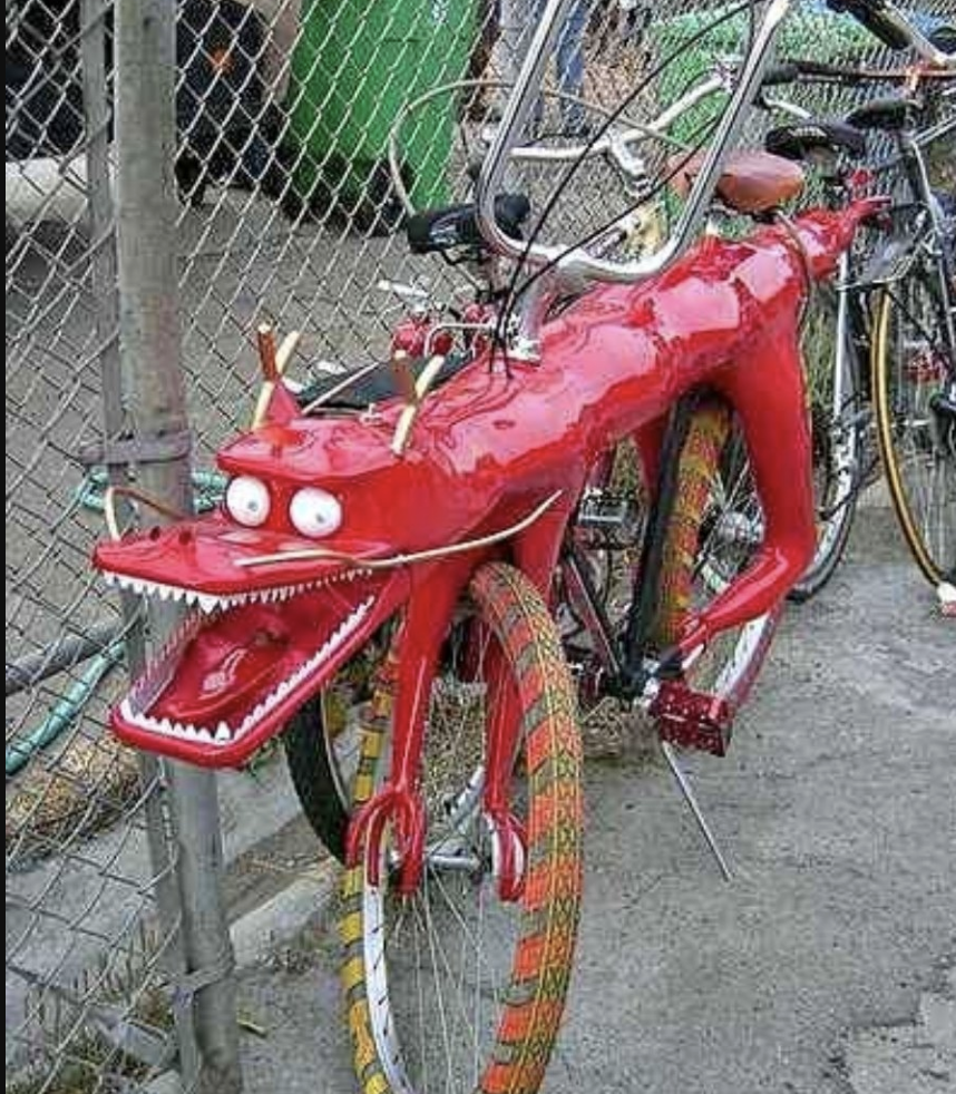 A bicycle shaped like a dragon