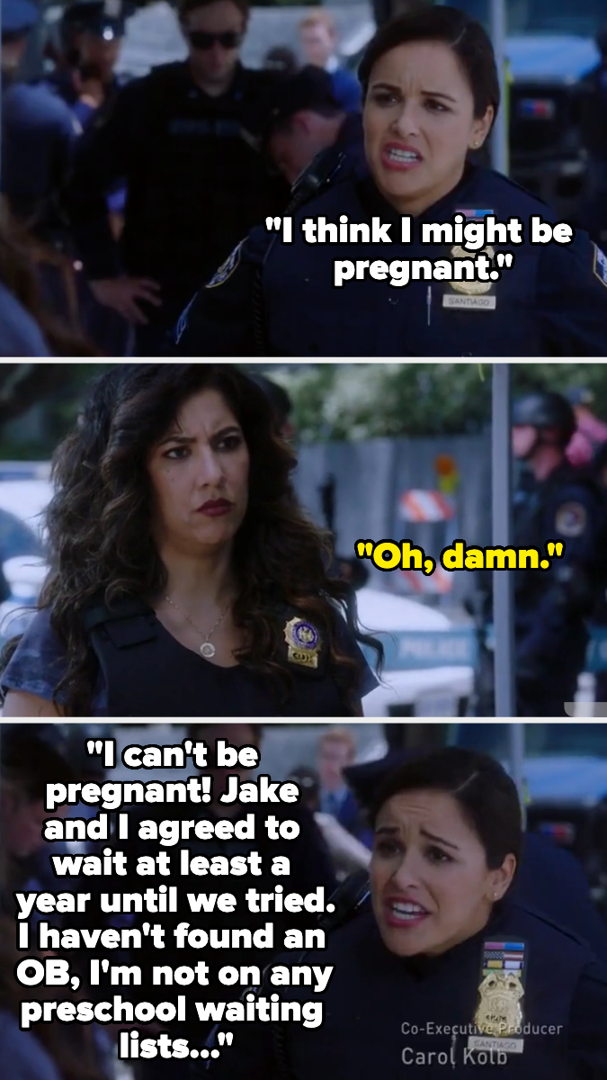 character saying, i can&#x27;t be pregnant jake and i agreed to wait at leasst a year until we tried
