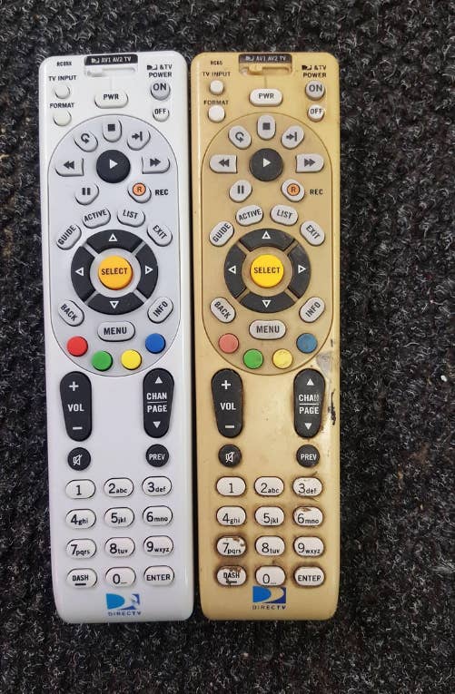 Two different-colored remotes