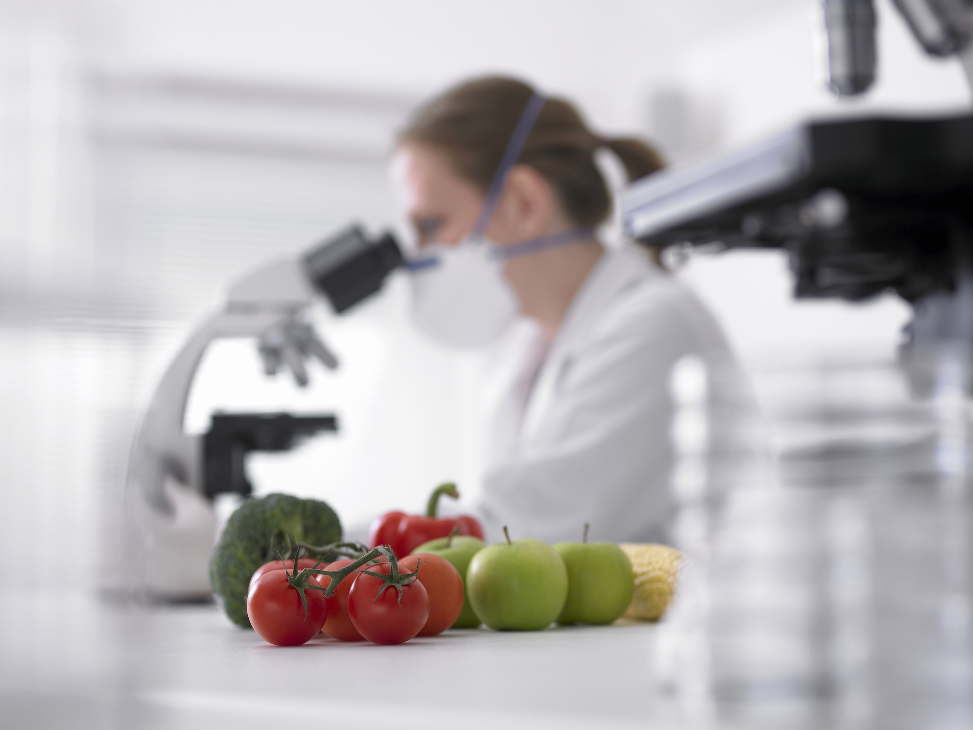 A person working with food in a lab
