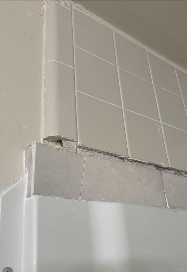 a row of tile missing
