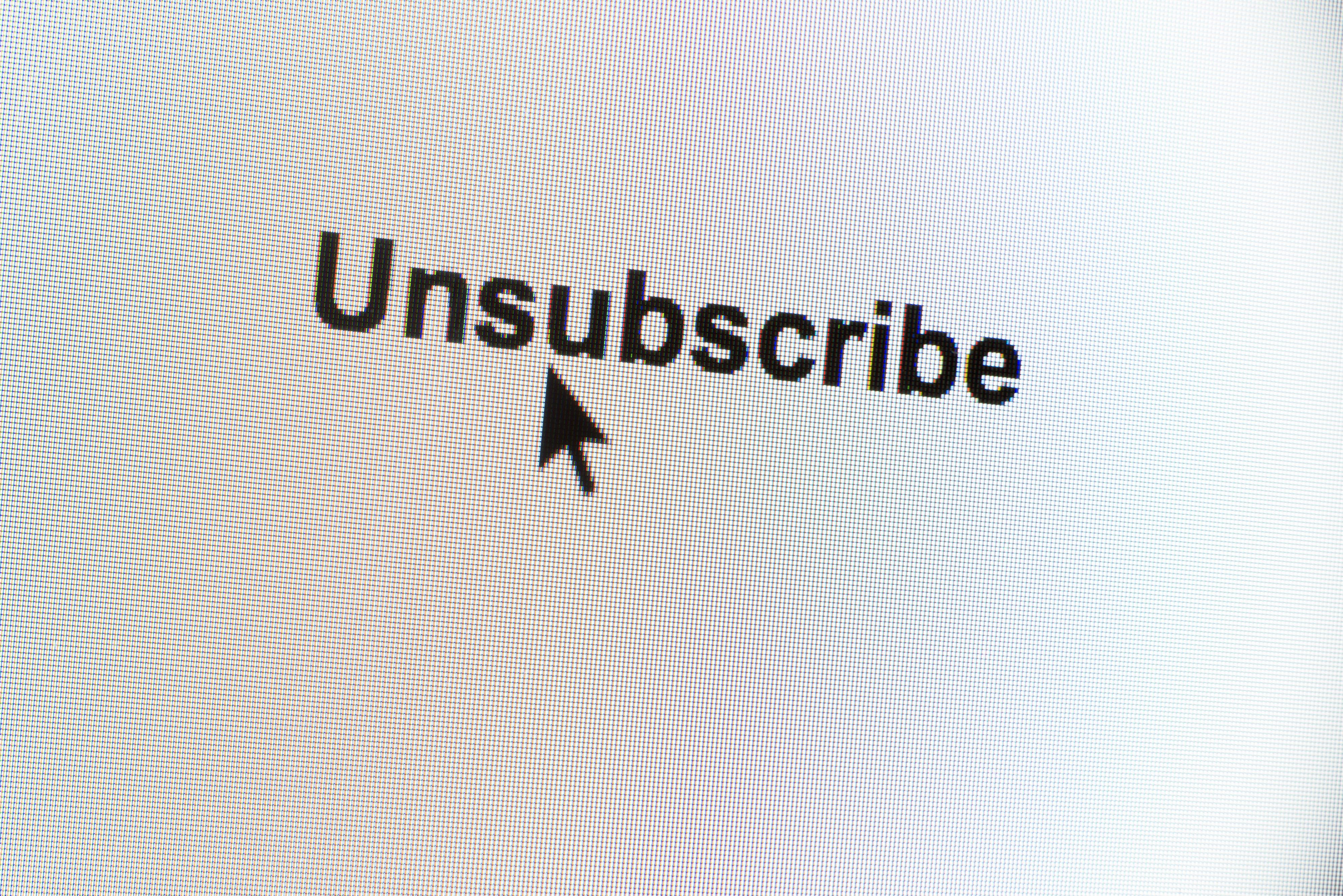 cursor arrow next to an unsubscribe link