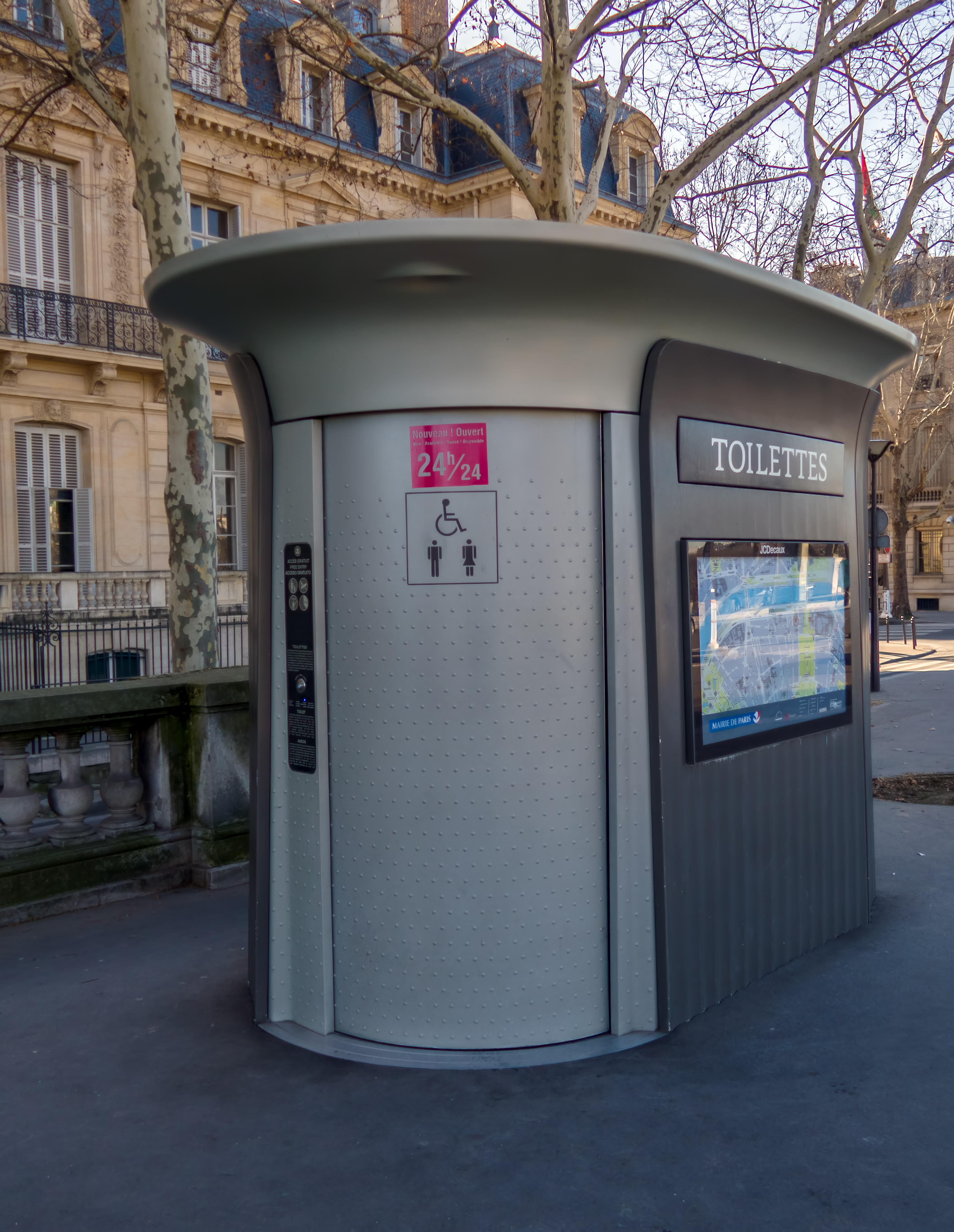a public sanisette in Paris, France