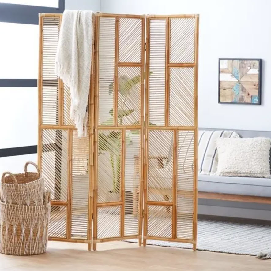 standing bamboo room divider
