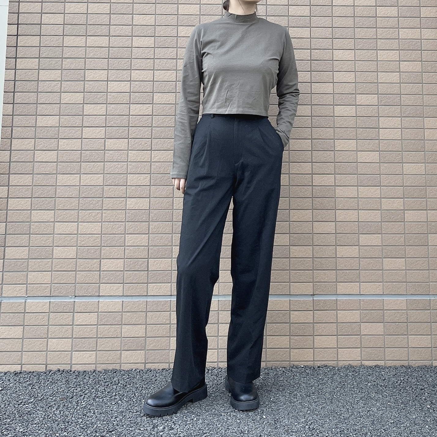 ZARAの万能トップス「クロップド ハイネック Tシャツ」