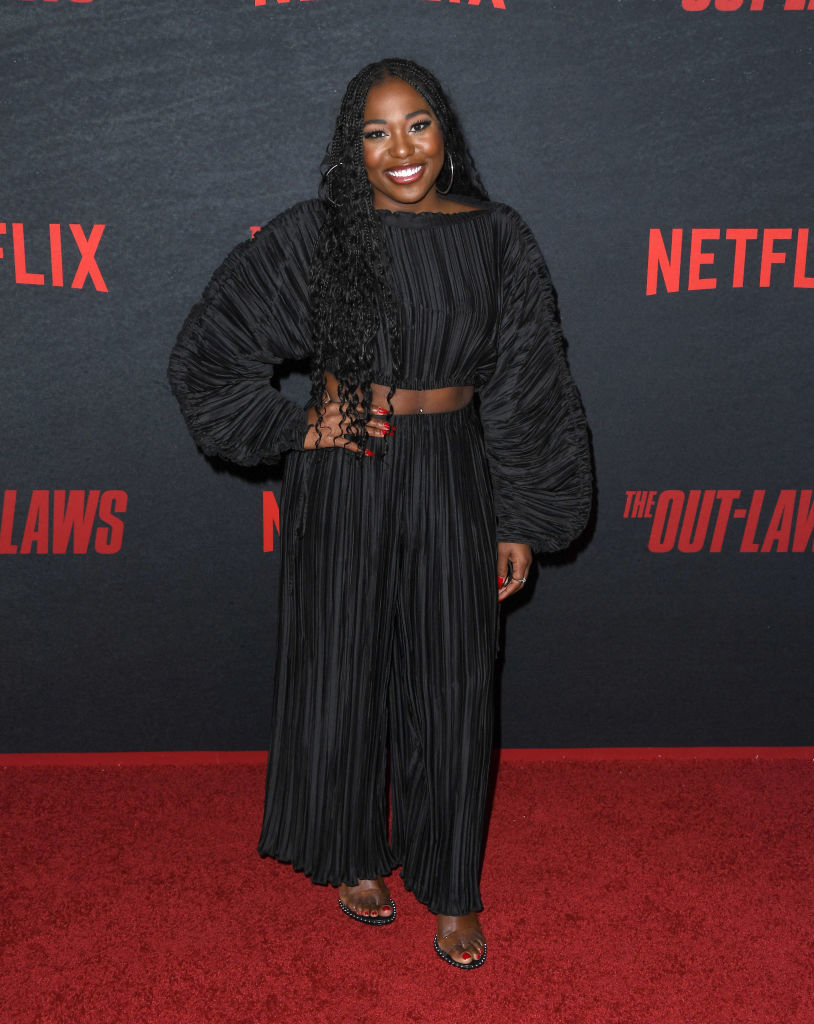 closeup of her at a netflix event