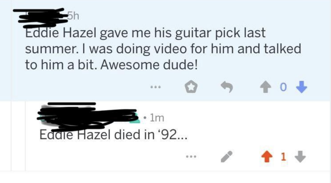 &quot;Eddie Hazel died in &#x27;92...&quot;