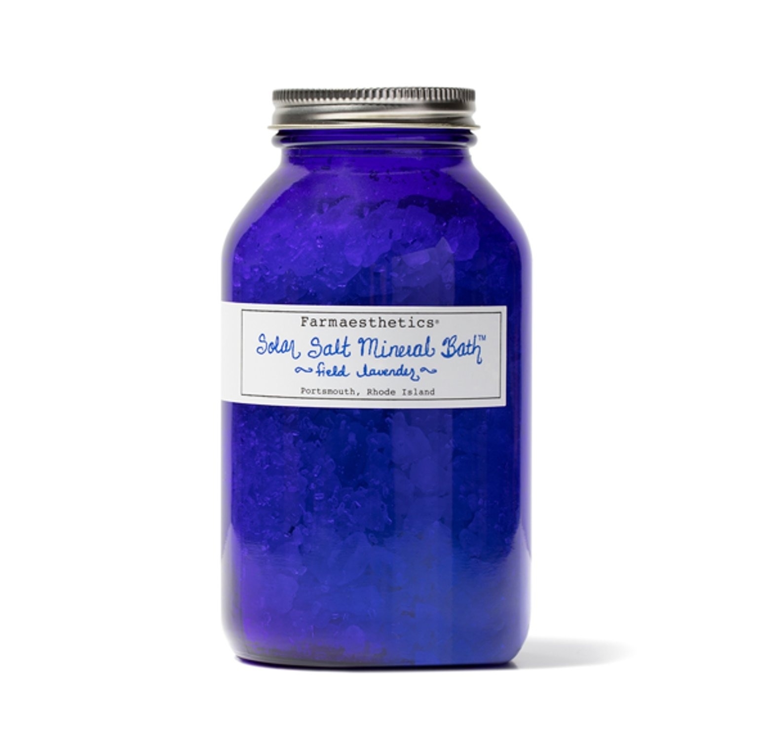 the blue glass jar of bath salts