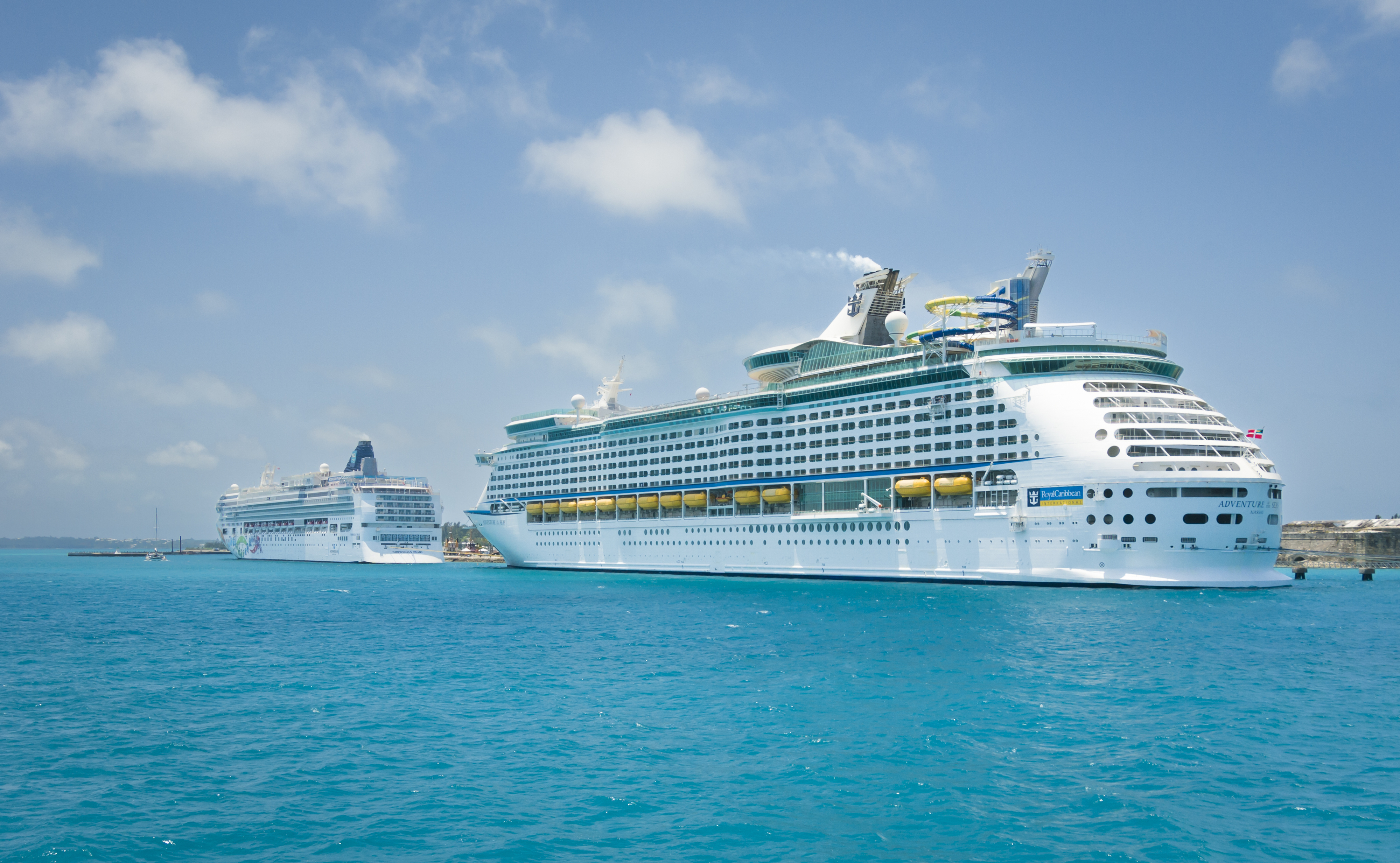 two docked cruise ships