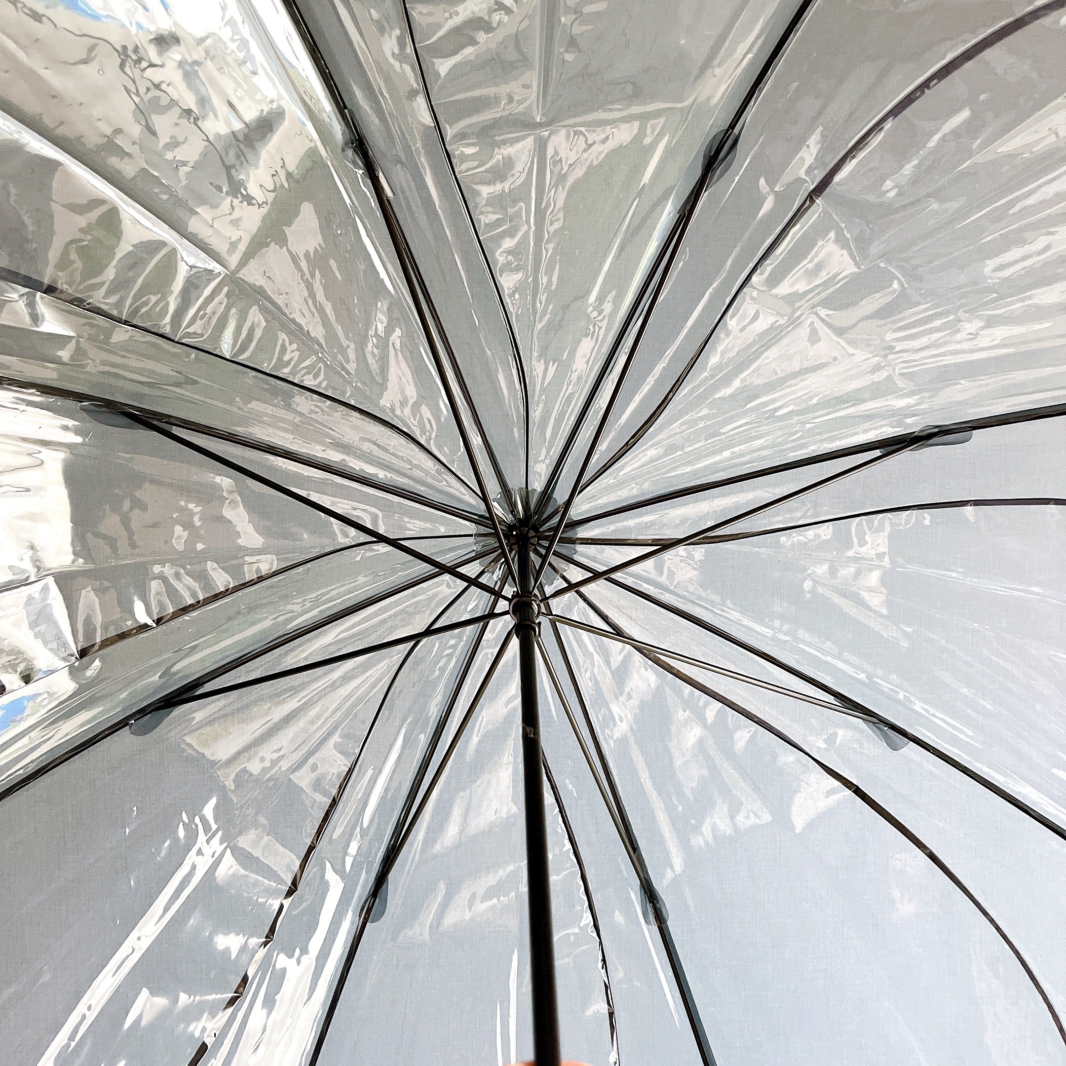 フランフランのオススメの傘「クリアアンブレラ カラーパイピング 長傘 58cm グレー」