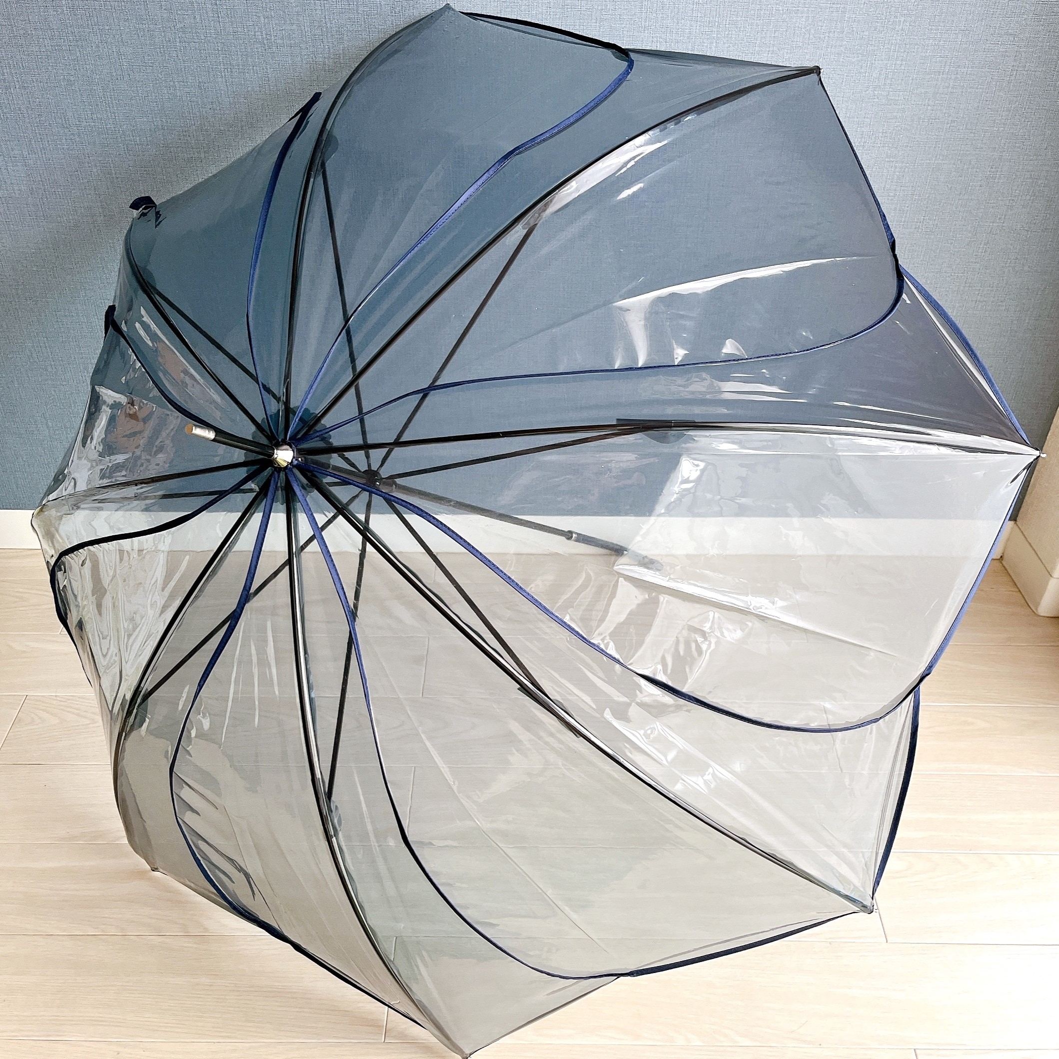 フランフランのオススメの傘「クリアアンブレラ カラーパイピング 長傘 58cm グレー」