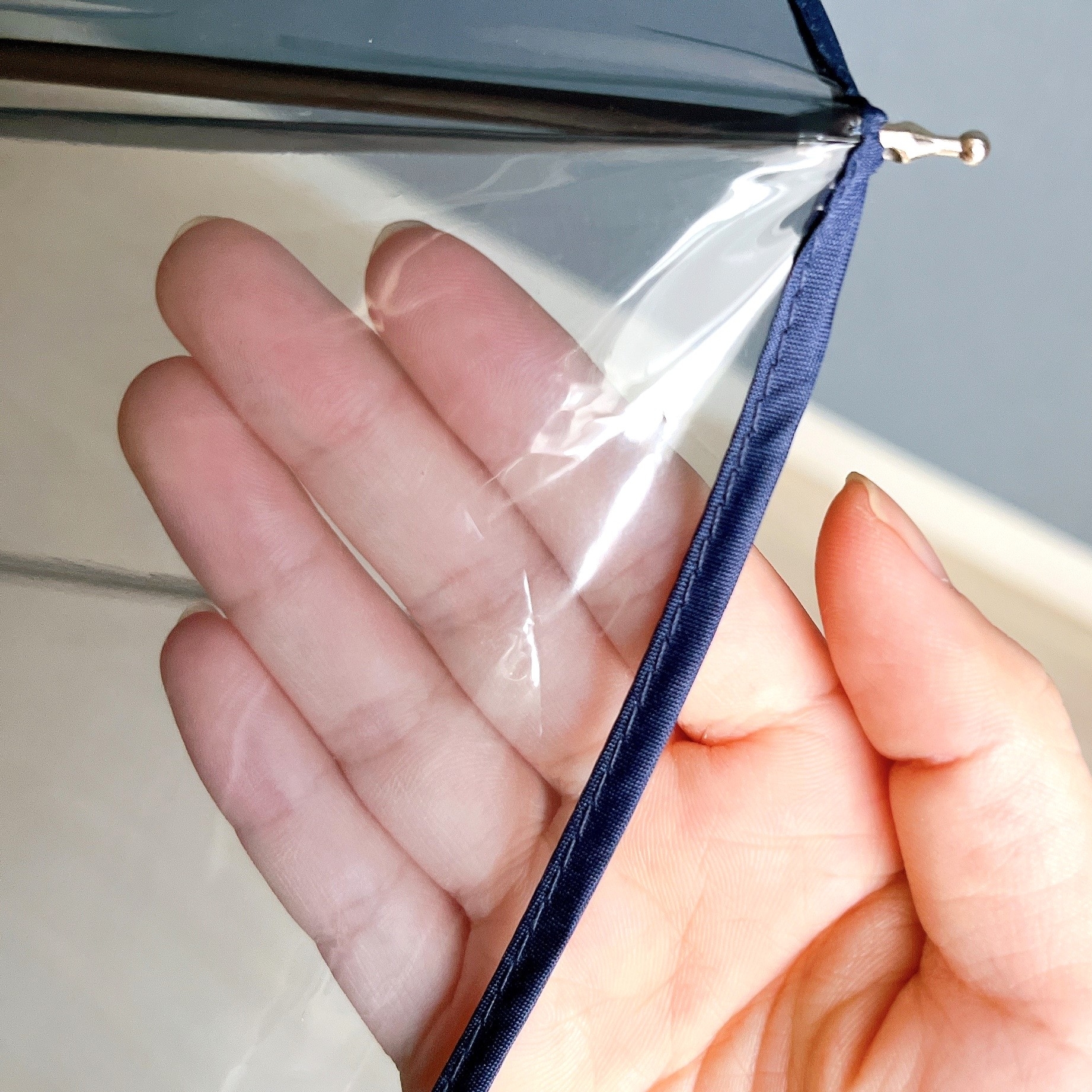 フランフランのオススメの傘「クリアアンブレラ カラーパイピング 長傘 58cm グレー」