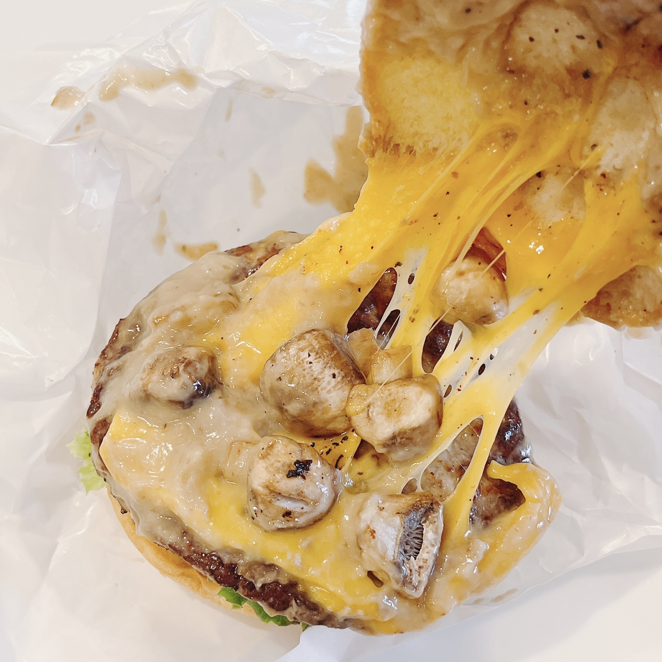 フレッシュネスバーガーのオススメのバーガー「マッシュルームチーズバーガー ～ポルチーニクリームソース～」