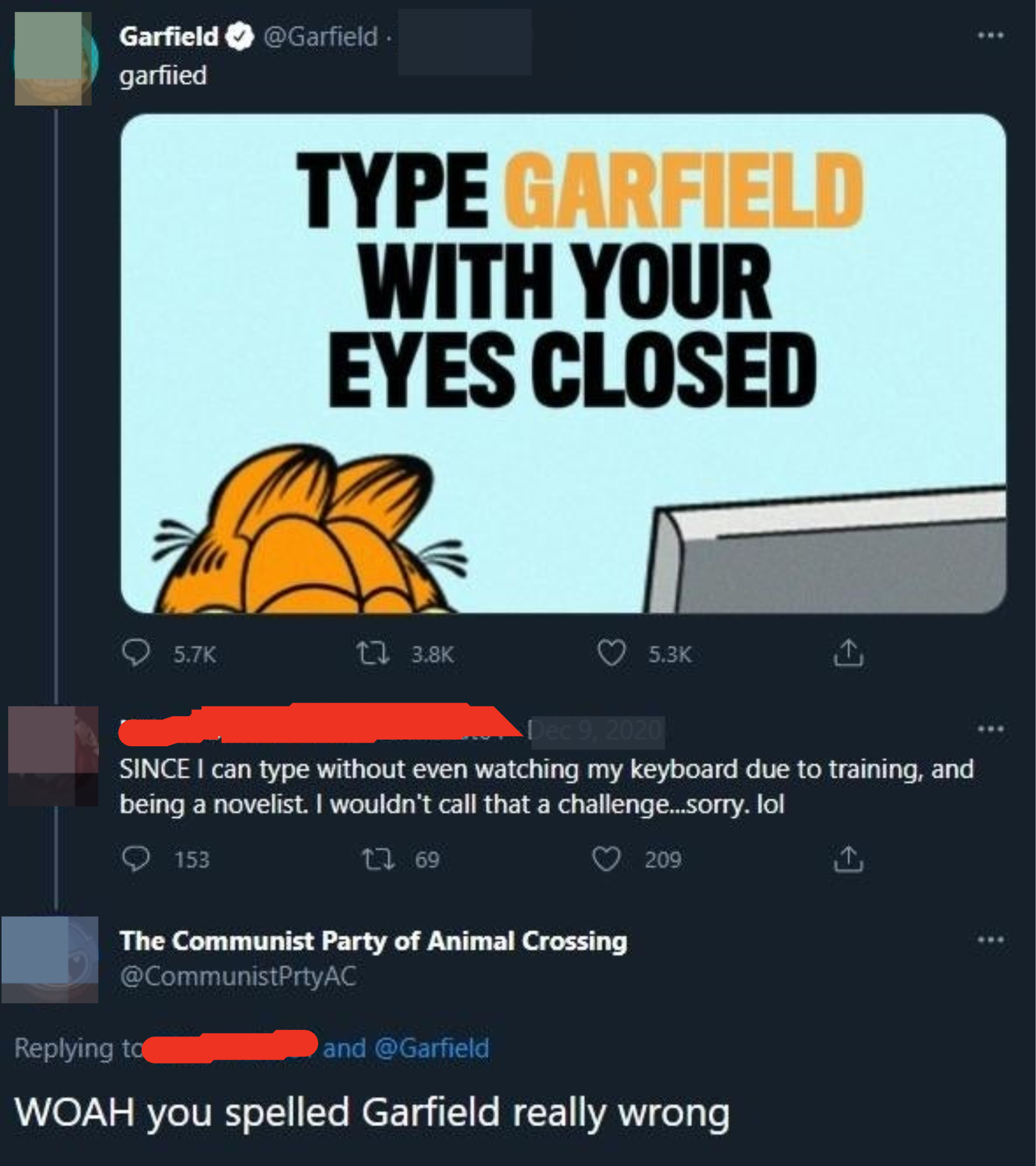 you spelled Garfield really wrong