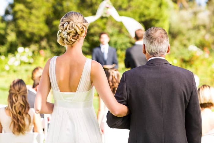 A bride about to walk down the aisle