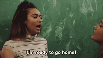 a woman saying, &quot;I'm ready to go home&quot;