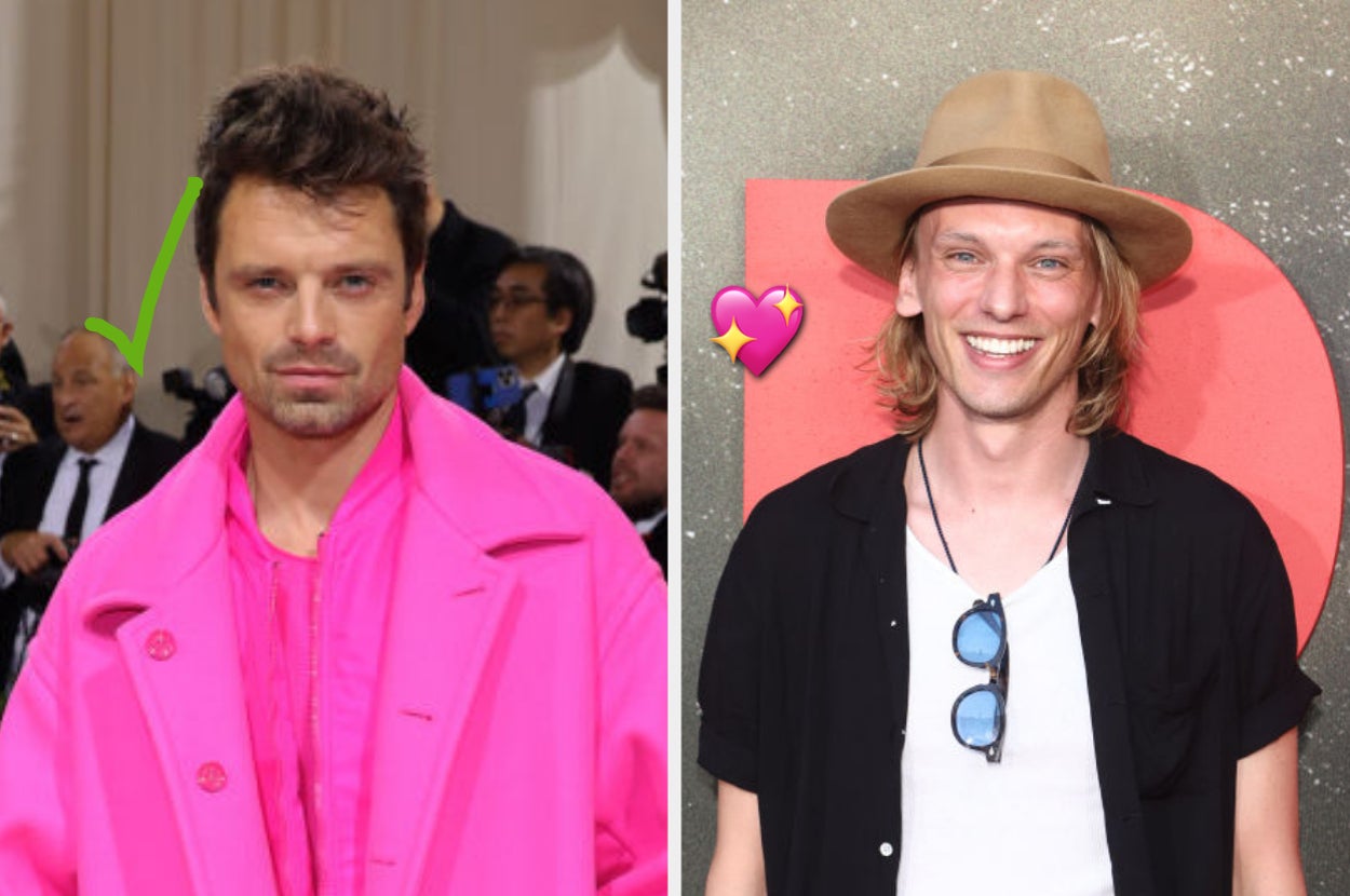 Sebastian Stan next to a separate image of Jamie Campbell Bower