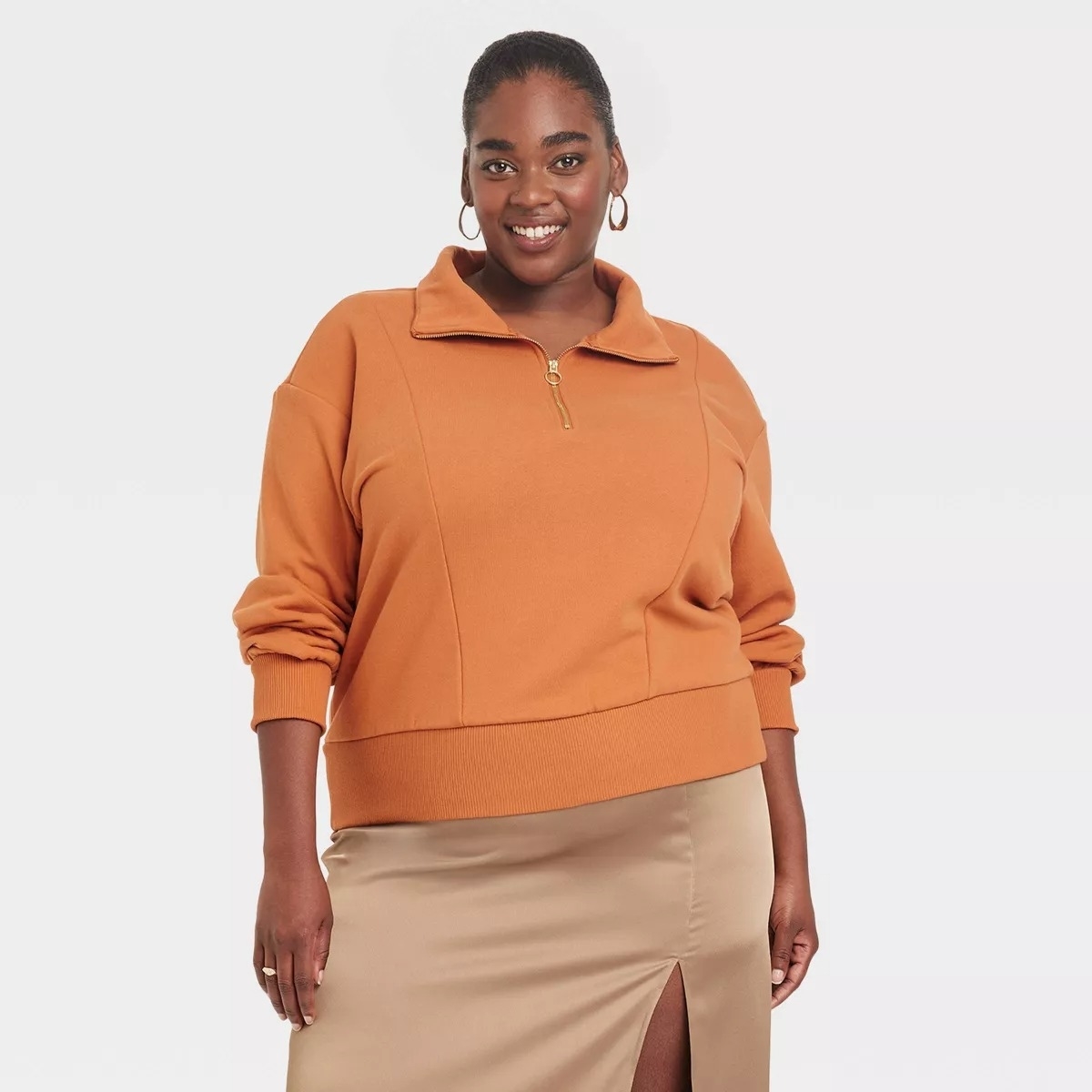 orange quarter zip sweater