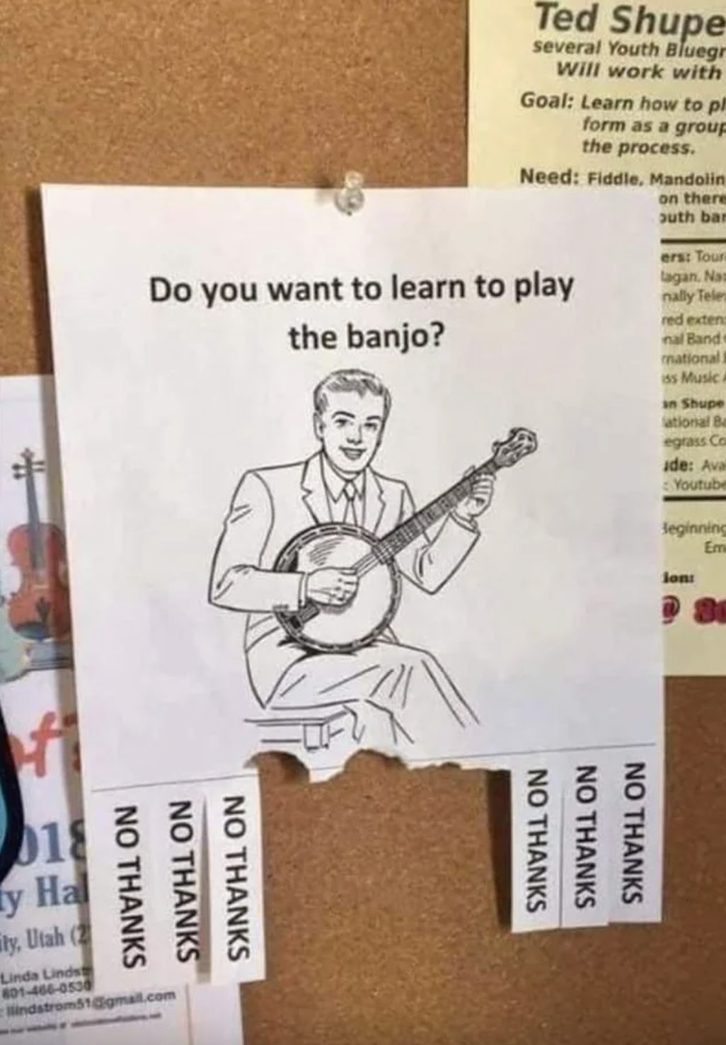 "Do you want to learn to play the banjo?"