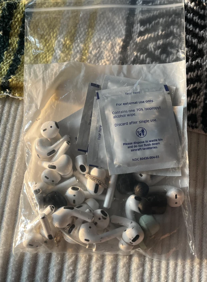A bag of AirPods