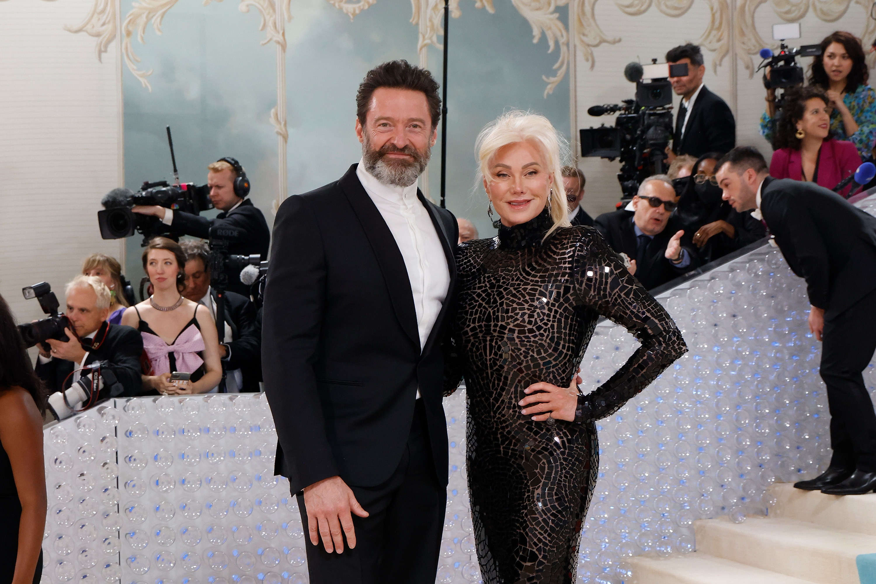 Hugh and Deborra-Lee at a media event
