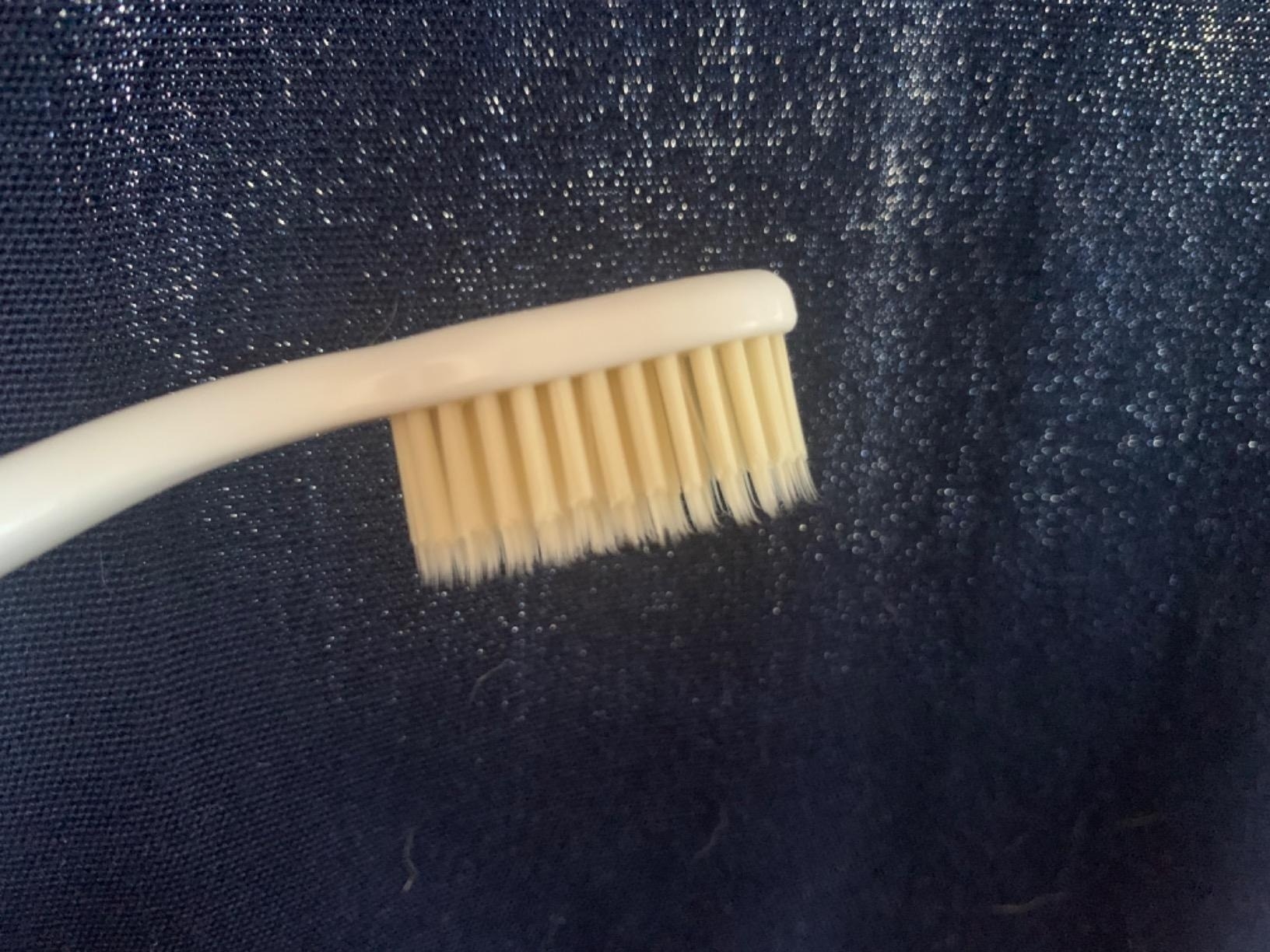 a reviewer photo showing the flossing bristles
