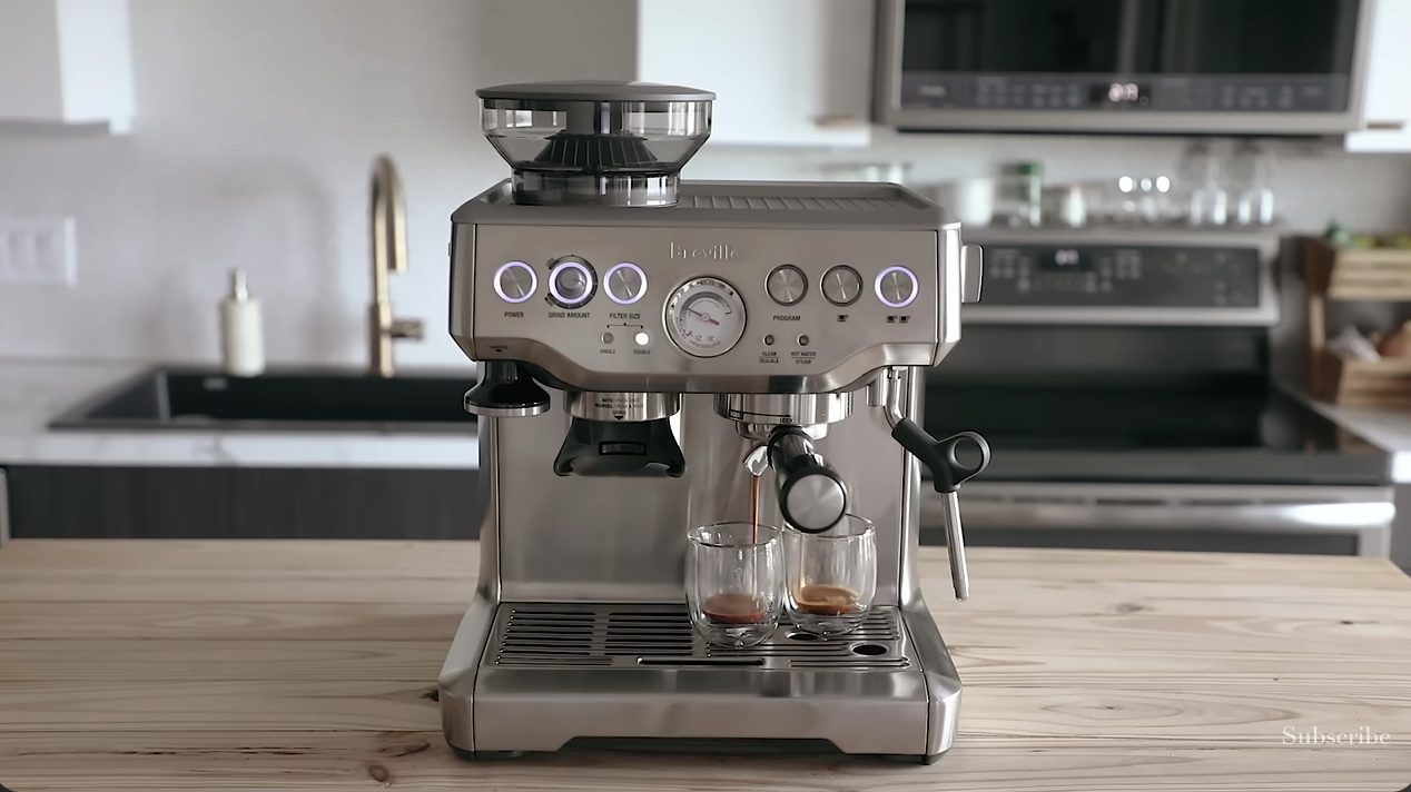 espresso machine pulling two shots at once